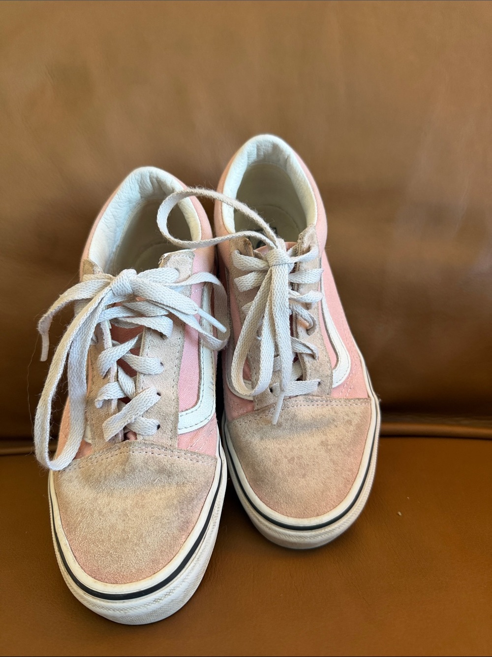 Vans Kids Pink and White Low Top Sneakers